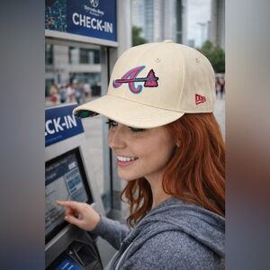 New Era Cream and Pink Women's Hat | NWOT